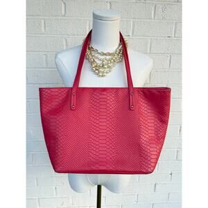 Gigi New York Zip Taylor Tote Raspberry Embossed Python Leather Large Bag